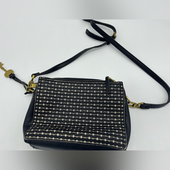 FOSSIL Campbell Crossbody Black Stripe Purse - Picture 2 of 9
